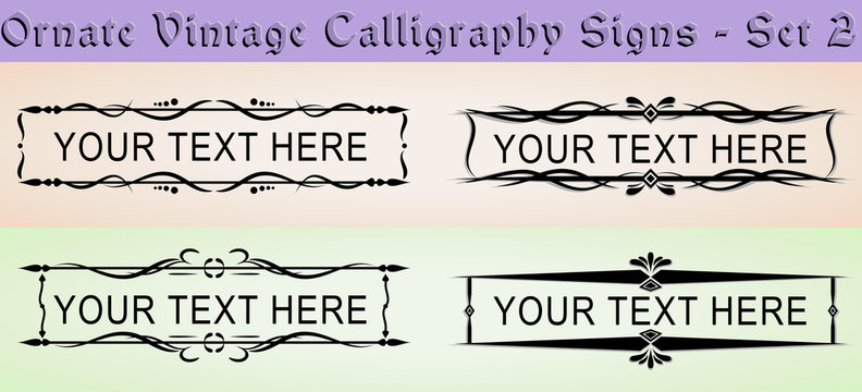 Ornate Vintage Calligraphy Signs - Set 2