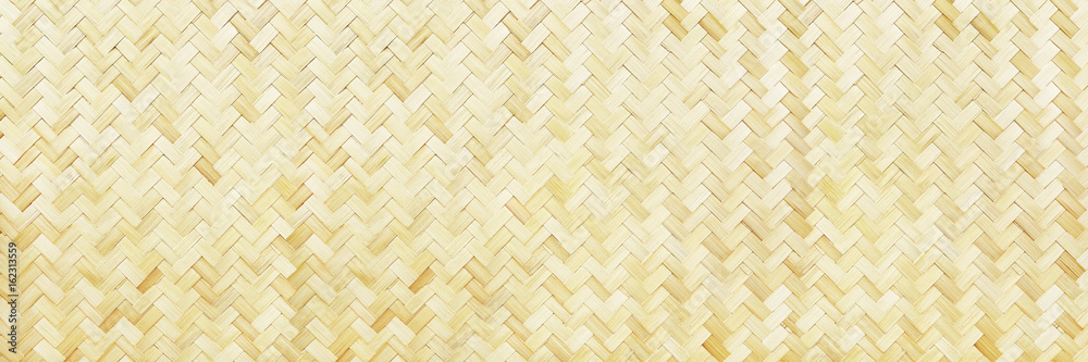 Poster horizontal woven bamboo texture for background and design