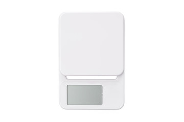 Digital scales with white top on white background