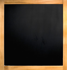 empty black chalkboard with wooden frame