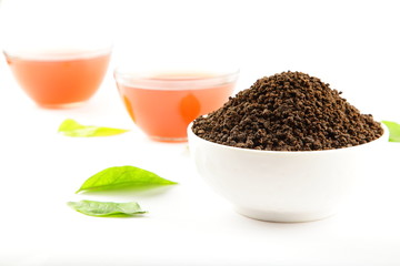 Bowl of Indian leaf tea granules 