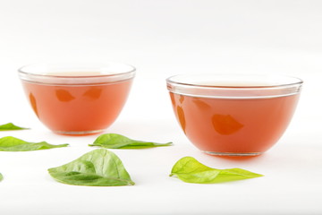 Refreshing tea served in glasses 