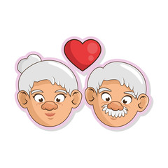 heart with couple of grandparents  icon over white background colorful design vector illustration