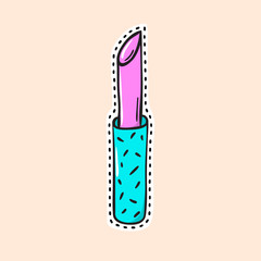 Lip stick icon. Cartoon vector illustration. Cosmetics sticker.