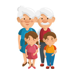 couple of grandparents and kids icon over white background colorful design vector illustration