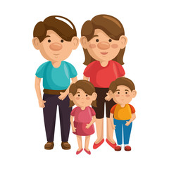 Fototapeta na wymiar cartoon family with kids icon over white background colorful design vector illustration