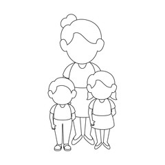mother with her kids icon over white background vector illustration