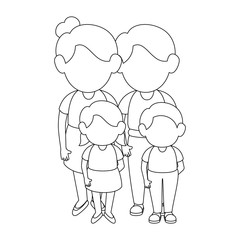 family with kids icon over white background vector illustration