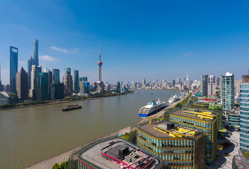 Fototapeta na wymiar Aerial photography at city landmark buildings of Shanghai Skyline