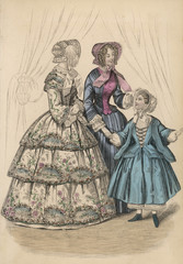 Fototapeta na wymiar Costume Women 1852. Date: 1852