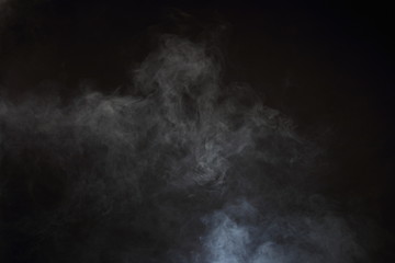 White Smoke and Fog on Black Background, Abstract Smoke Clouds