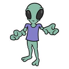 Cartoon Alien With T-Shirt Vector Illustration