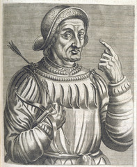 Alleged portrait of William Tell. Date: early 14th century