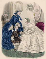 Fototapeta na wymiar Wedding Dress 1860. Date: 1860