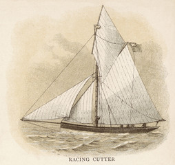 English Racing Cutter. Date: circa 1880