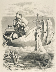 Excalibur given to King Arthur by the Lady of the Lake
