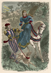 Fototapeta premium Hunting Dress 1450. Date: circa 1450