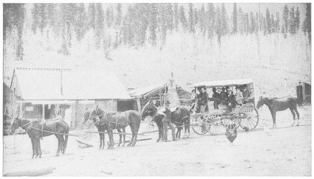 Stagecoach In Frontier Town  USA. Date: 1905