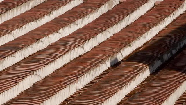 The roof of an old house in Bopiliao Historical Block, a historical street in Taipei's old Wanhua District, Taiwan.