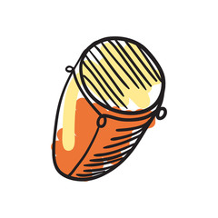 African djembe drum hand drawn icon isolated on white background vector illustration. African ethnic culture element.