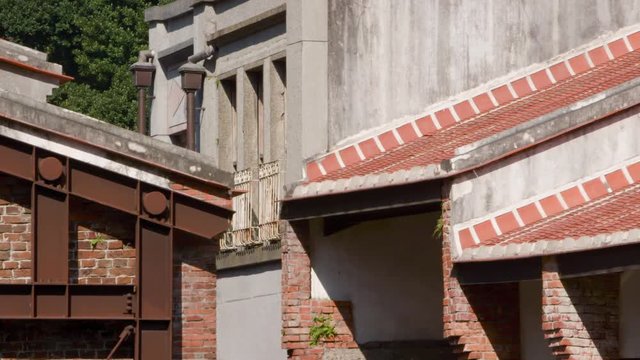Old houses and buildings facades in Bopiliao Historical Block, a historical street in Taipei's old Wanhua District, Taiwan.