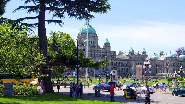 4K Victoria BC Capital City Provincial Government Legislature Building in Summer
