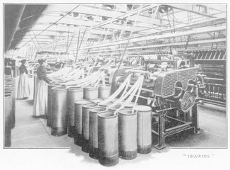 Wool factory in Bradford  Yorkshire. Date: 1902 - obrazy, fototapety, plakaty