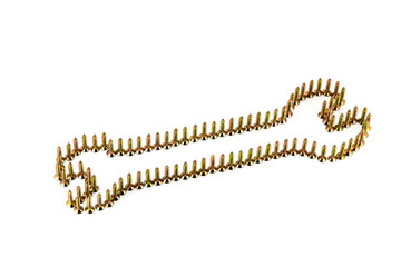 Double-sided wrench drawing with yellow avarage galvanized screws isolated on white background
