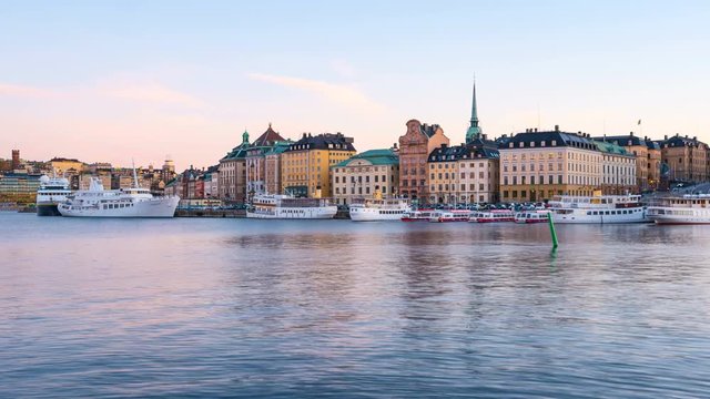 Stockholm city at day to night video time lapse in Sweden, Timelapse 4k