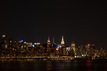 Fototapeta na wymiar Manhattan skyline at Night Lights, New York City
