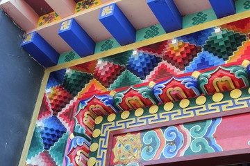 Obraz premium Colorful Monastic Decor in an Amdo Tibetan Temple in Qinghai China Asia