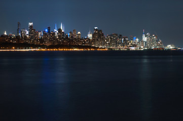 Manhattan skyline at Night Lights, New York City