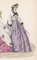 Fototapeta premium Lilac Skirt Early 1860s. Date: early 1860s