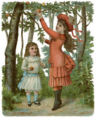 Girls Picking Apples. Date: late 19th century