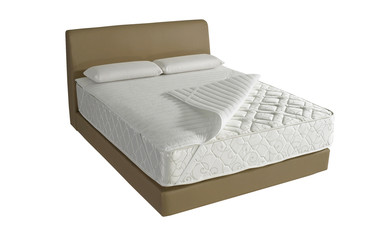 Modern platform bed with mattress and pillow