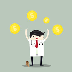 Doctor and money, Treatment and payment, vector ,Problem Collecting Money From Patients