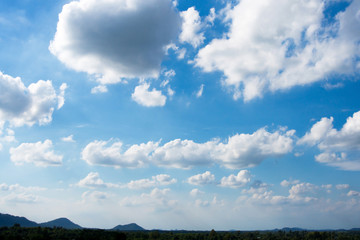 Fototapeta na wymiar Blue sky with white clouds,Cloudy sky and mountain water.