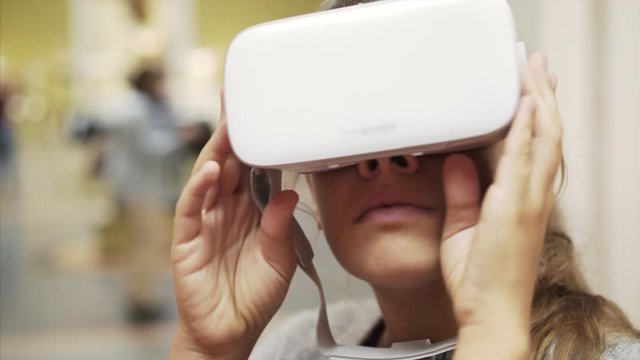 Woman Wearing VR Headset at museum
