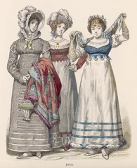 Fotobehang 1818 Women's Costume. Date: 1818 © Archivist