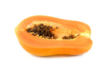 Papaya sliced isolated on white background, ripe papaya fruit