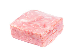 Ham slices isolated on white, Ham meat isolated on white background