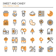 Sweet and Candy , Thin Line and Pixel Perfect Icons.