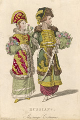 Obraz premium Russian Bride - Groom. Date: circa 1820