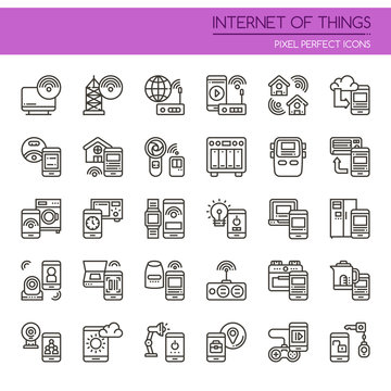 Internet Of Things , Thin Line and Pixel Perfect Icons.