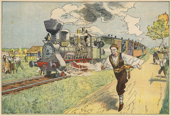 Man Races Train. Date: 1937