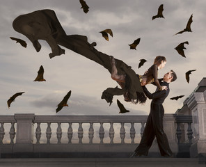 Pair of dancers dancing ballroom