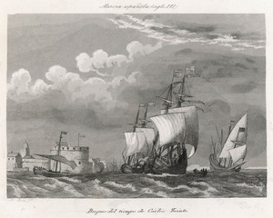 16th century Spanish sailing ships. Date: circa 1530
