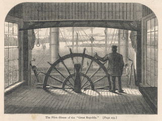 Steamboat Wheelhouse. Date: 1874
