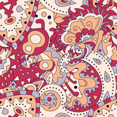 Seamless pattern with abstract ornaments.