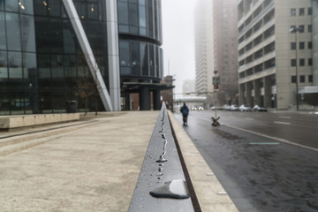 water trail on railing